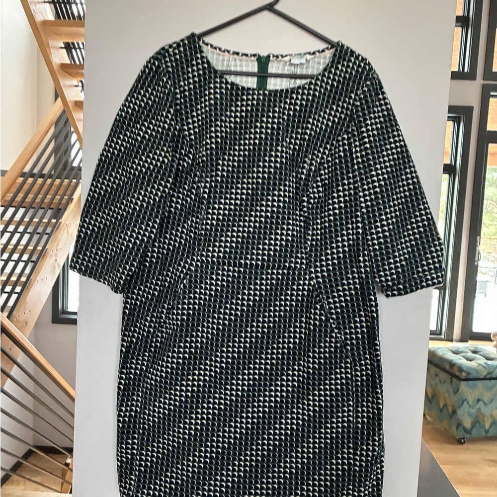 Boden Coraline Black/ Green print Corduroy Dress.